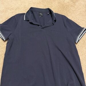Hugo Boss Navy Polo with White Contrast Stripe